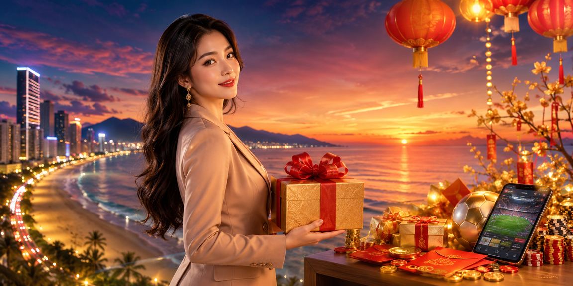 Người dùng cá cược thể thao trực tuyến trên điện thoại tại Đà Nẵng trong không gian lễ hội đèn lồng