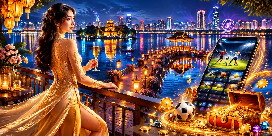 Người phụ nữ Hà Nội trong trang phục áo dài sử dụng điện thoại để truy cập trò chơi trực tuyến